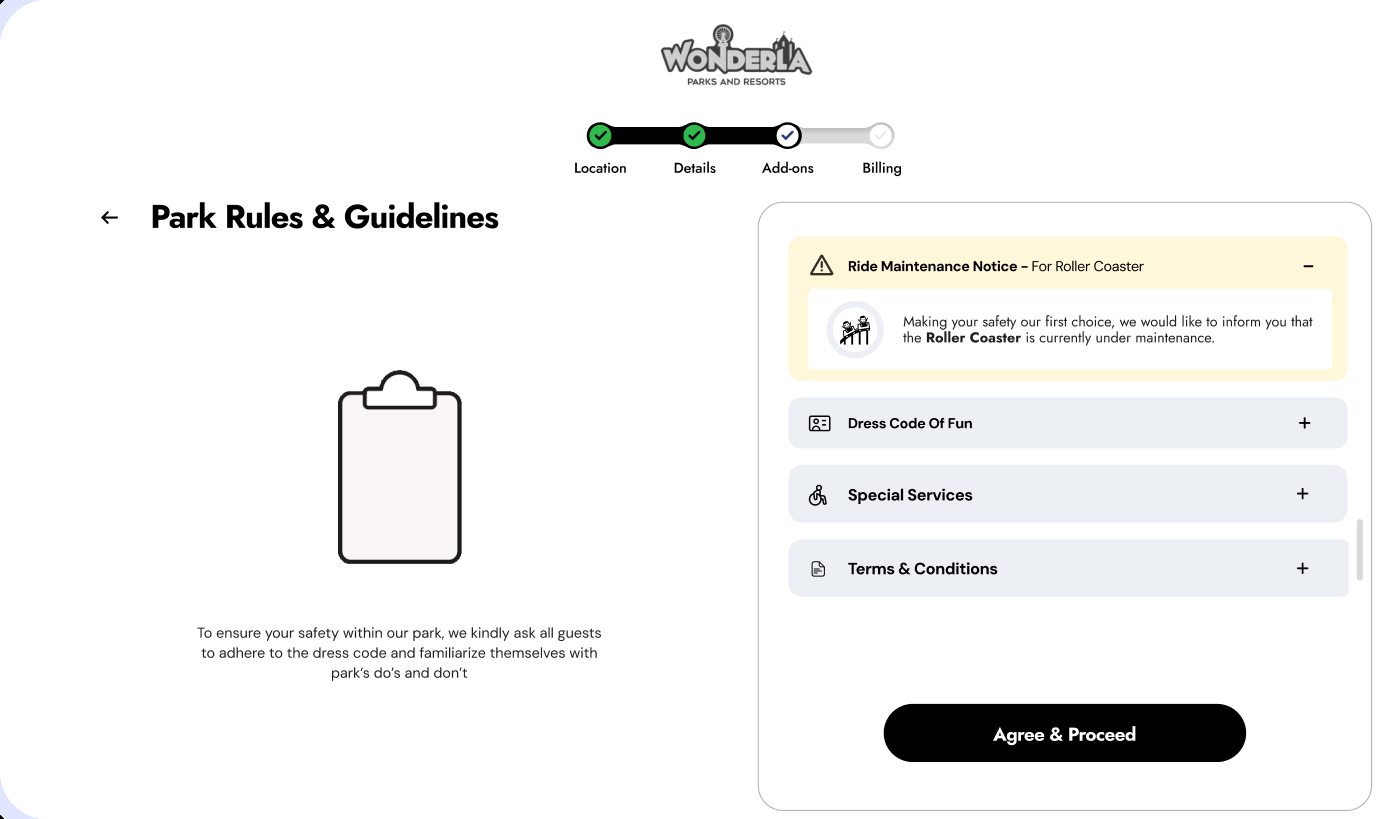 Park rules screen